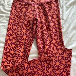 Balance Athletica Vibrant Patterned Leggings - Orange and Maroon